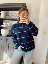 Load image into Gallery viewer, Striped Pattern Drop Shoulder Sweater