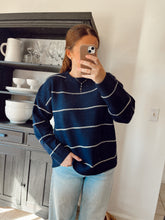 Load image into Gallery viewer, Striped Pattern Drop Shoulder Sweater
