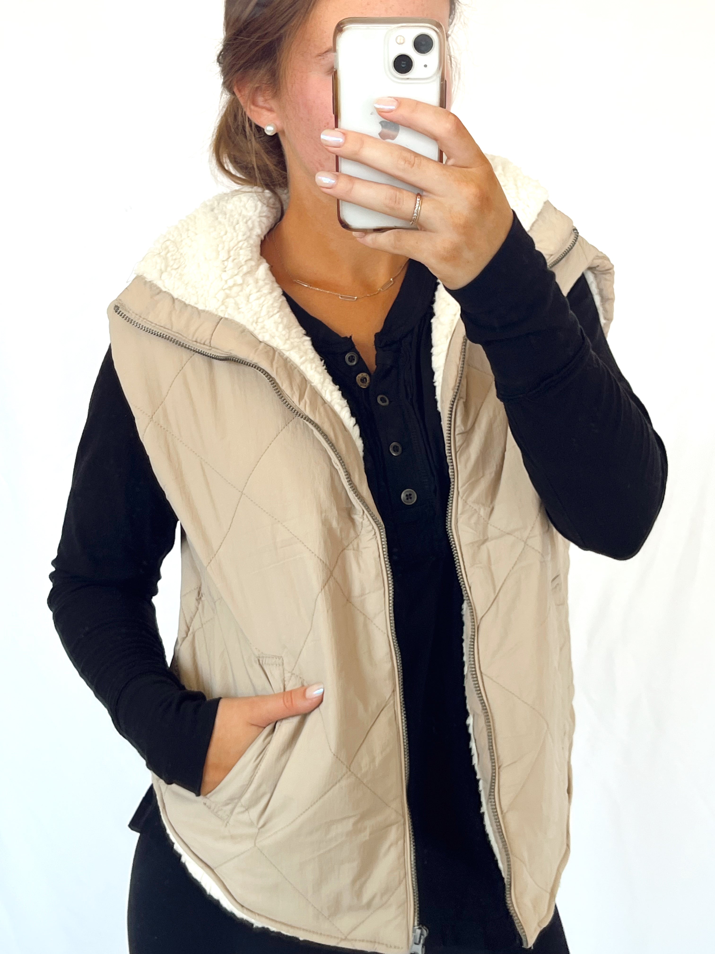 Fleece Lined Puffer Vest The Stand Boutique