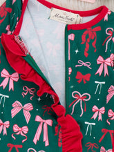 Load image into Gallery viewer, Merry Bows Ruffle Sleeper Pajamas