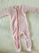 Load image into Gallery viewer, Pink Stripe Footie W/ Ruffle
