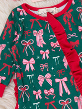 Load image into Gallery viewer, Merry Bows Ruffle Sleeper Pajamas
