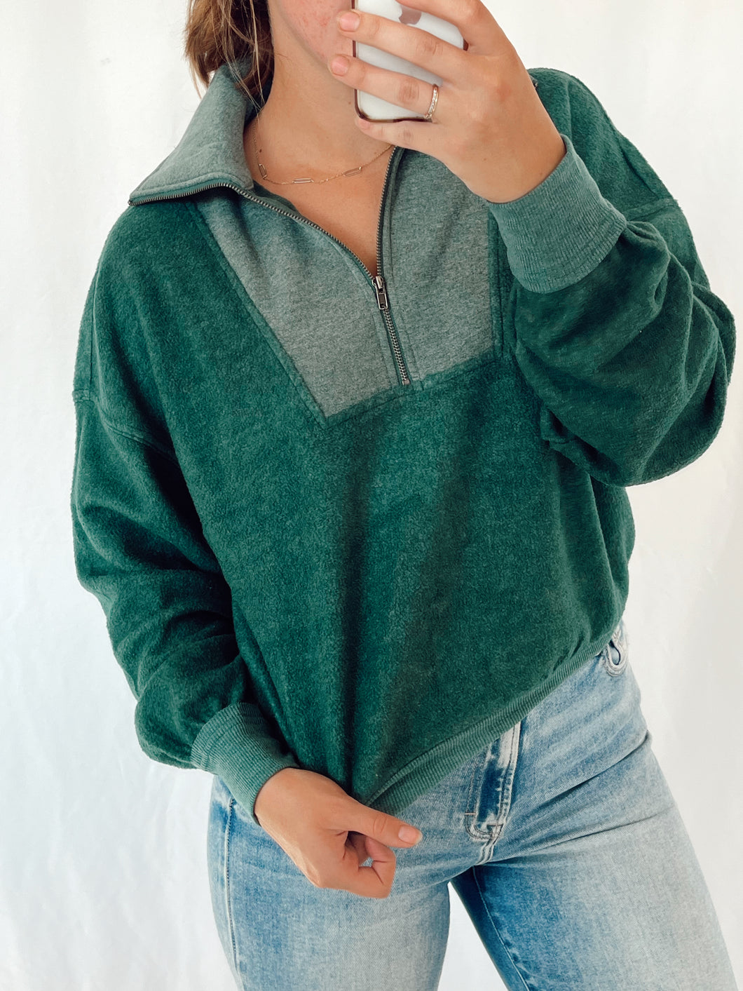 Green Quarter Zip