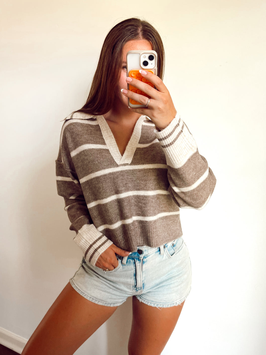 Knit Striped Collar Sweater