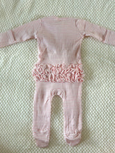 Load image into Gallery viewer, Pink Stripe Footie W/ Ruffle

