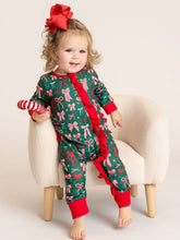 Load image into Gallery viewer, Merry Bows Ruffle Sleeper Pajamas
