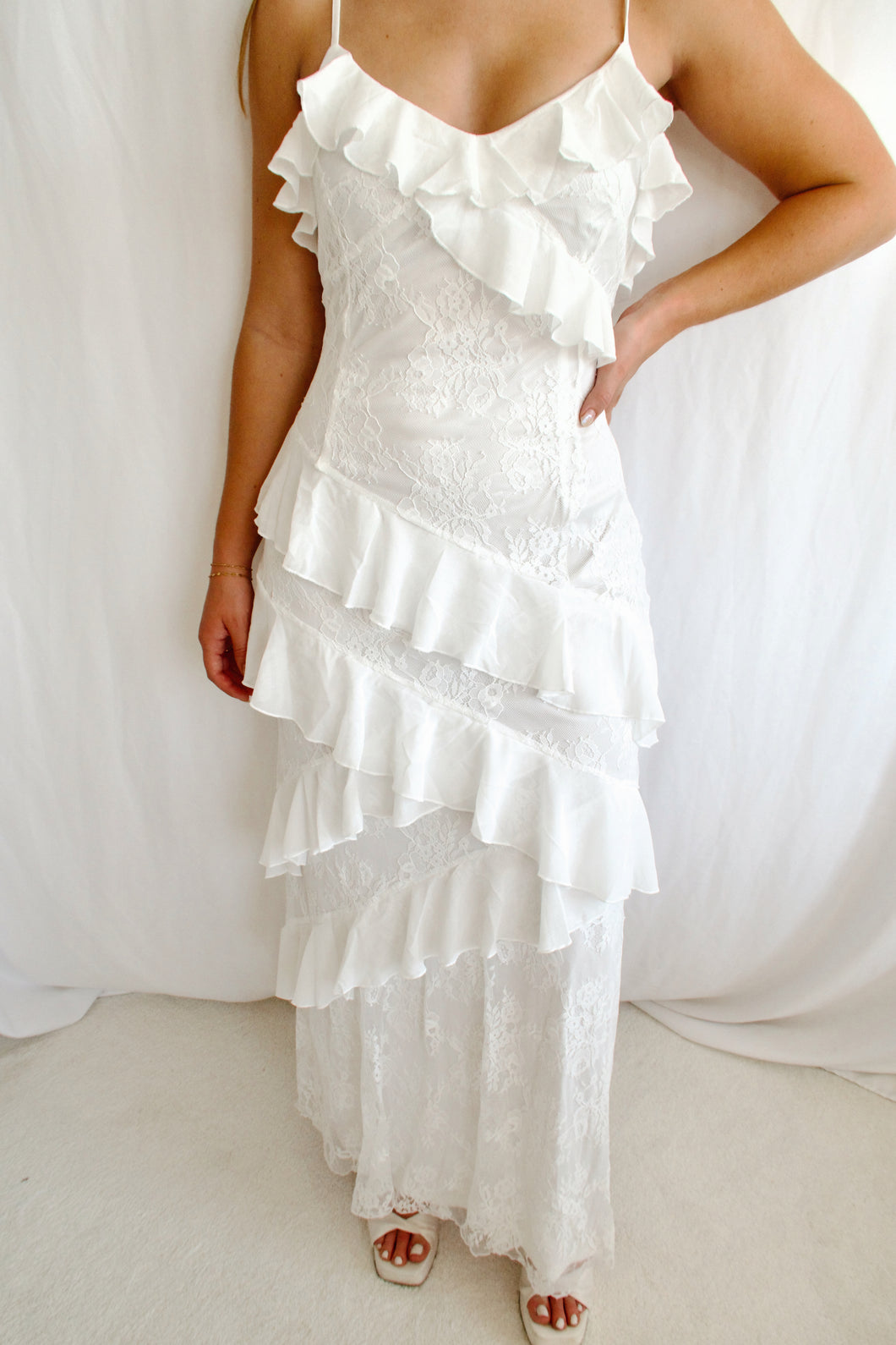 Happy Moment - White Tiered Maxi Dress