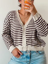Load image into Gallery viewer, Striped Button Up Cardigan
