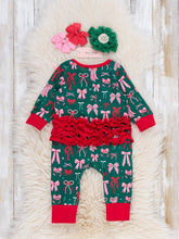 Load image into Gallery viewer, Merry Bows Ruffle Sleeper Pajamas
