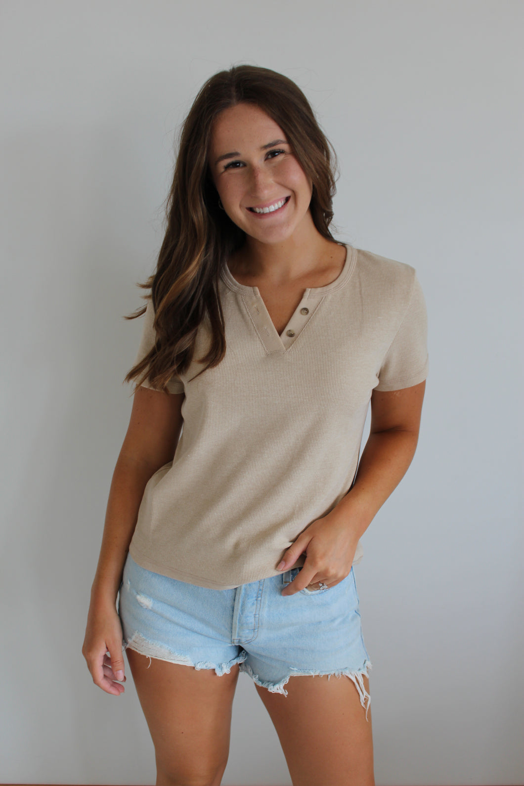 Button Crop Tee