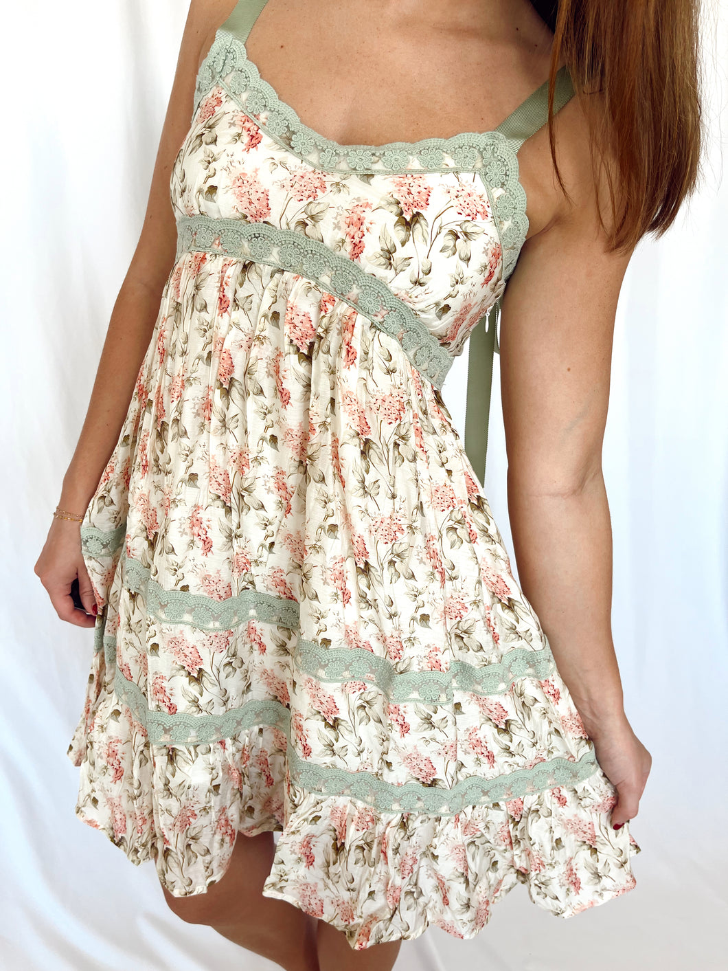 Cream Floral Mini Dress