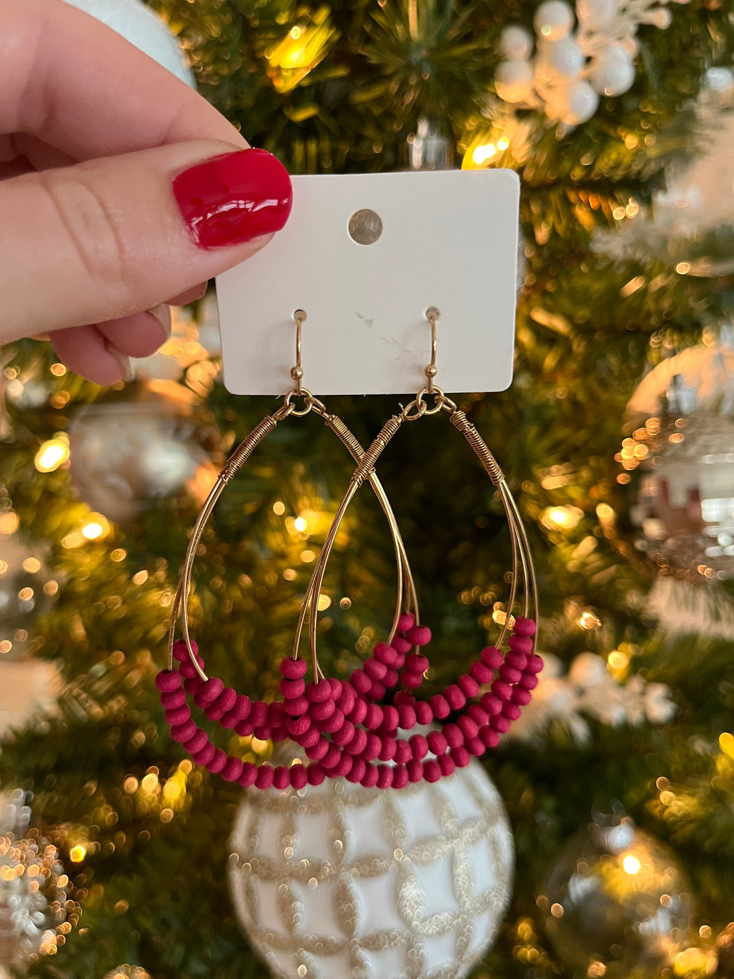 Hot Pink Beaded Earring