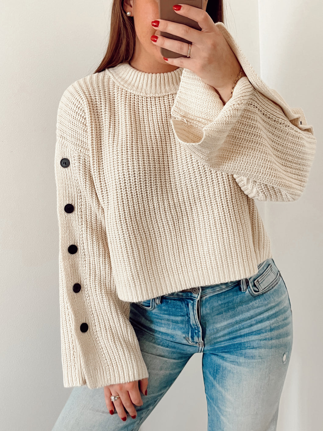 Button Sleeve Sweater