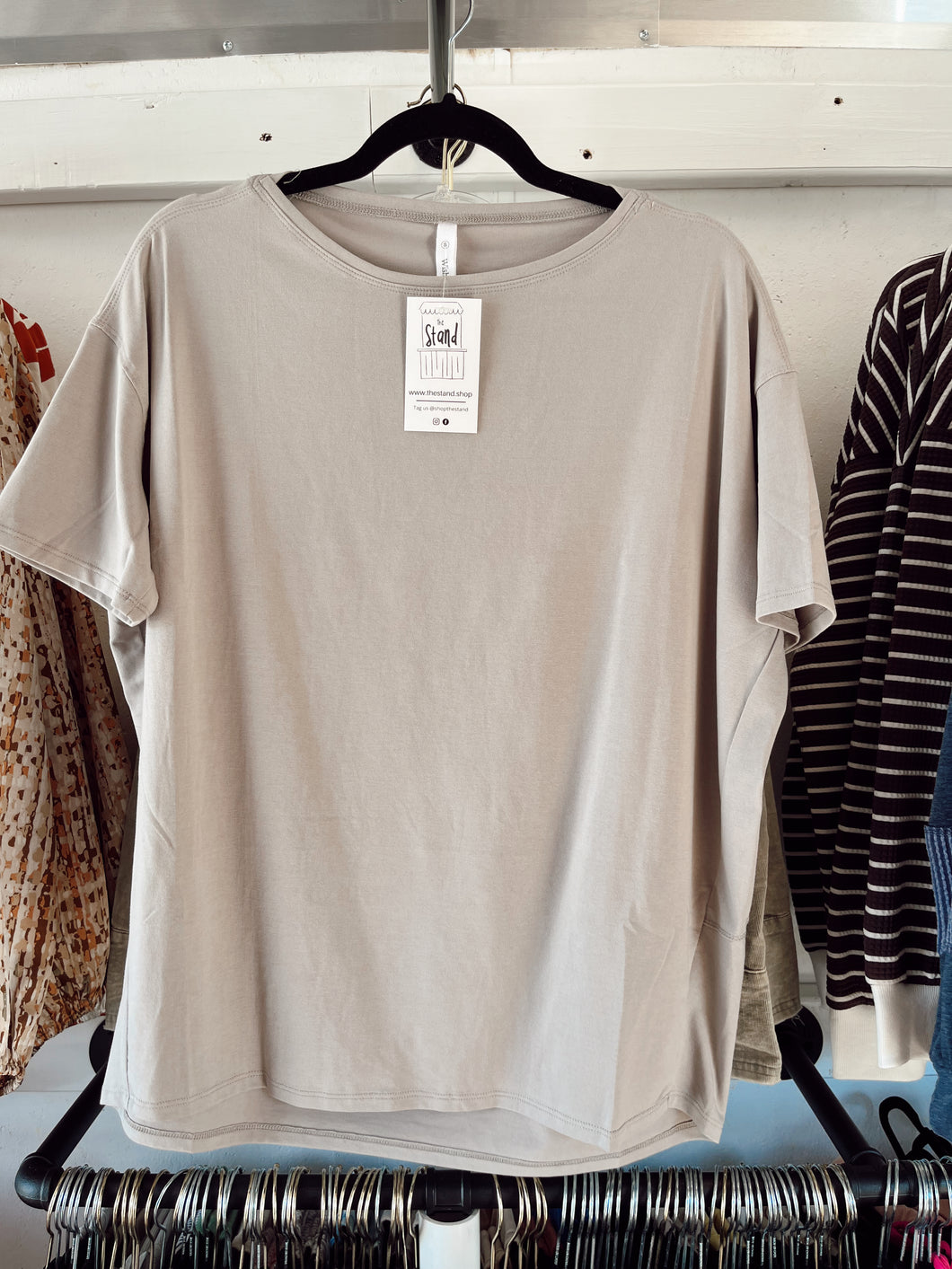 Boat Neck Top - Gray