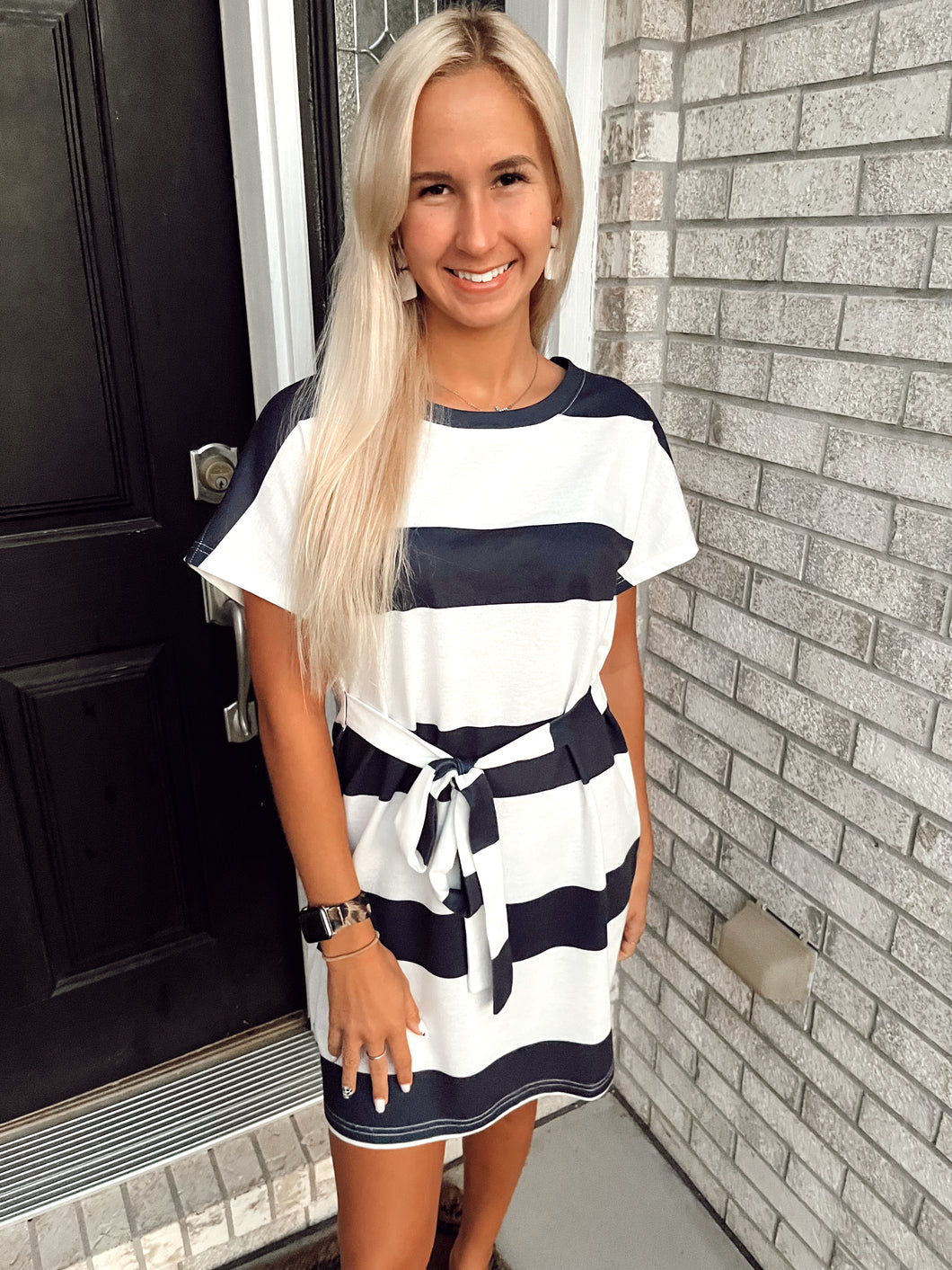 navy stripe dress