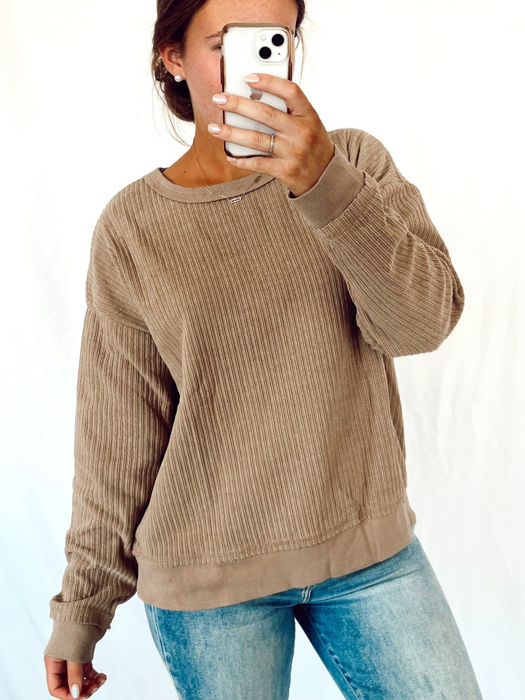 Textured Knit Top - Mocha