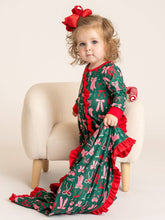 Load image into Gallery viewer, Merry Bows Ruffle Sleeper Pajamas
