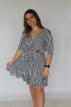 Load image into Gallery viewer, navy striped dress
